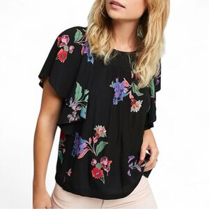 Anthropologie Maeve Prato Flutter Sleeve Floral Blouse XS Romantic Boho
